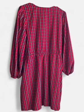 Red Plaid Long Sleeve Cardigan